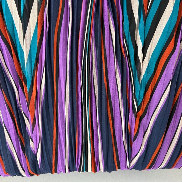 New Halogen Multi-Color Softly Pleated Striped Long Skirt - Picture 7 of 8